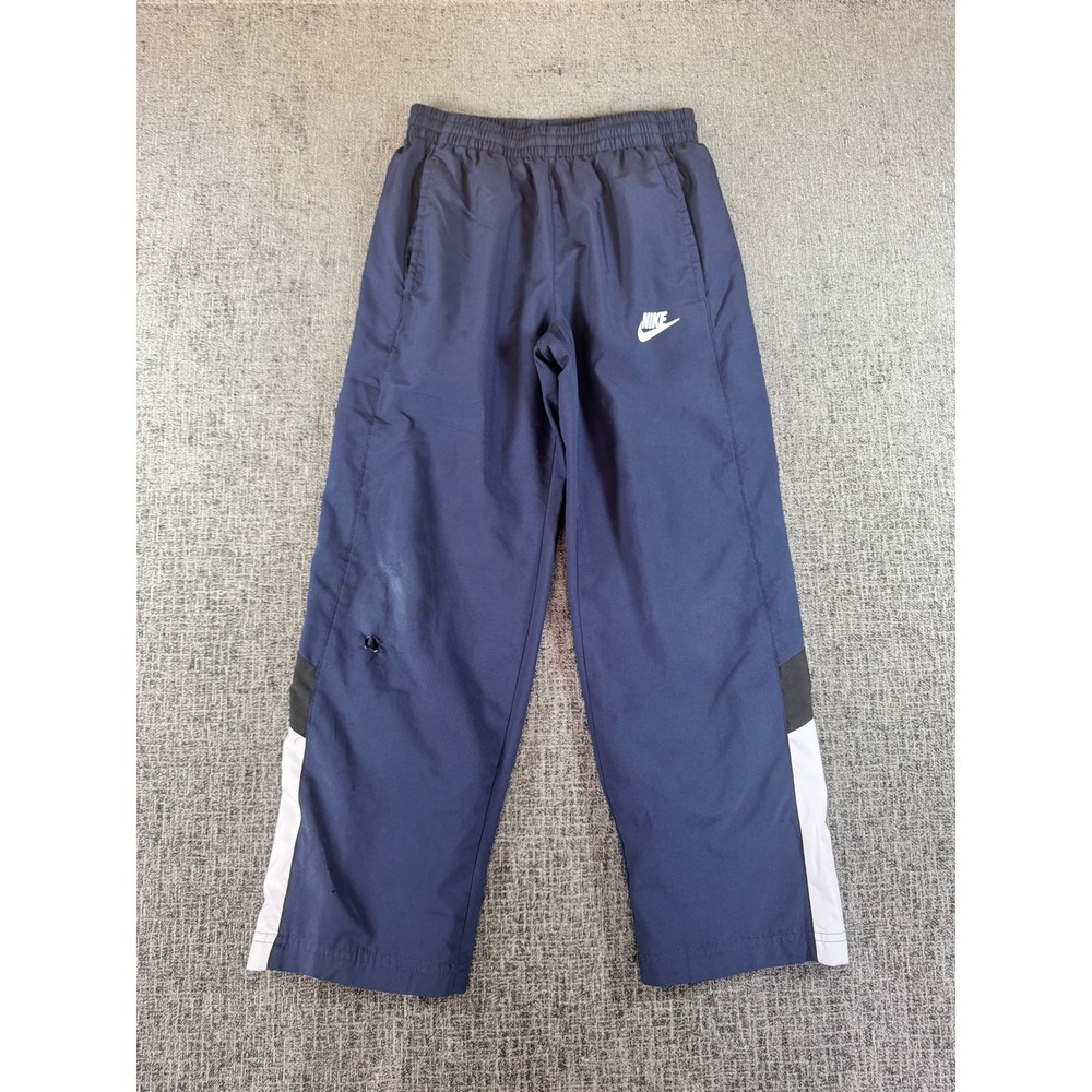 Nike Kids Navy Blue Track Pants Elastic Waist Sporty Side Stripe Size Small‎